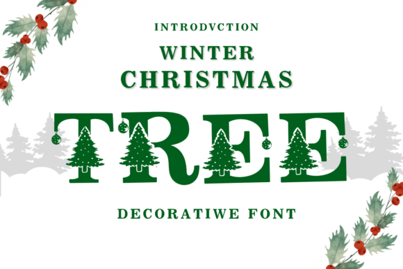 Winter Christmas Tree Font for Festive Crafts